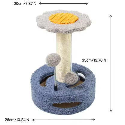 Sunflower Cat Tree – Small Cat Climbing Tower with Scratch Posts & Ball Toy