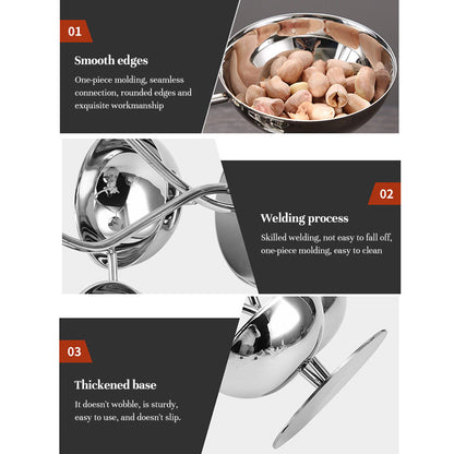 Stainless Steel Divided Serving Tray with Dip Bowls, Snack & Chip Dip Server Set, Condiment Display Stand