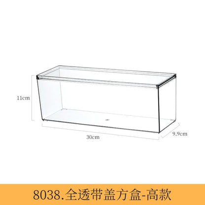 Storage Box PET Transparent Acrylic Rectangular Cosmetic Station Snack Kitchen Sundries Storage Box with Lid