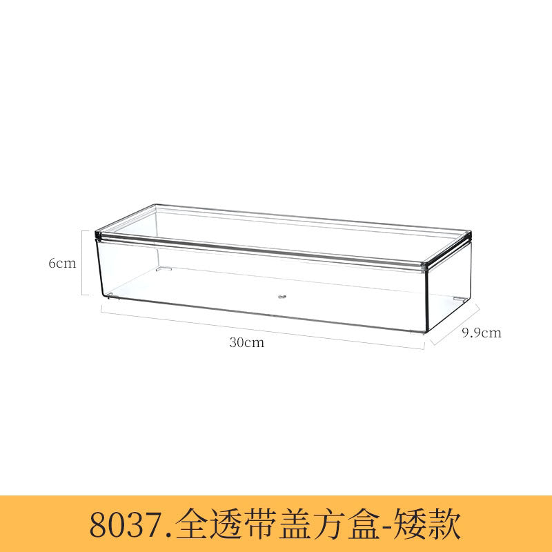Storage Box PET Transparent Acrylic Rectangular Cosmetic Station Snack Kitchen Sundries Storage Box with Lid
