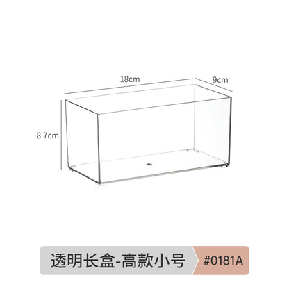 Storage Box PET Transparent Acrylic Rectangular Cosmetic Station Snack Kitchen Sundries Storage Box with Lid