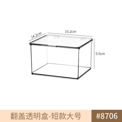 Storage Box PET Transparent Acrylic Rectangular Cosmetic Station Snack Kitchen Sundries Storage Box with Lid
