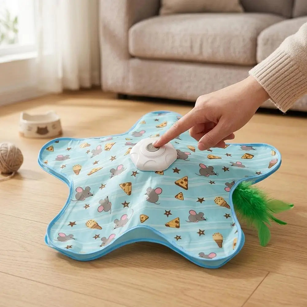 Cat Toys Interactive Hide and Seek Cat Toy Motion-Activated Cat Toy With Moving Feather Interactive Cat Toy USB Rechargeable