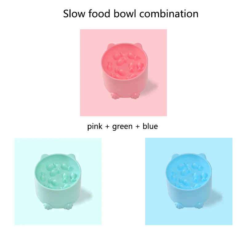 Pet High Foot Anti Choking Bowl Cat Basin Neck Protection Cat Food Bowl Rice Bow Slow Food Anti Choking Pet Bowl