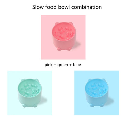 Pet High Foot Anti Choking Bowl Cat Basin Neck Protection Cat Food Bowl Rice Bow Slow Food Anti Choking Pet Bowl