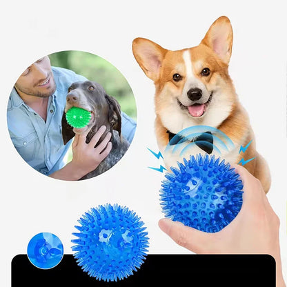 TPR Squeaky Spiked Dog Ball Chew Toy Durable Teeth Cleaning Molar Toy Floating Bouncy Interactive Pet Toy For Oral Care