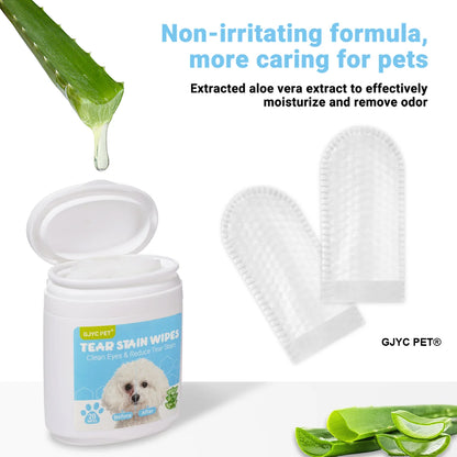 Pet Eye Finger Wipes Gentle Hypoallergenic Tear Stain Remover For All Breeds Dogs Cats Daily Eye Cleaning Grooming