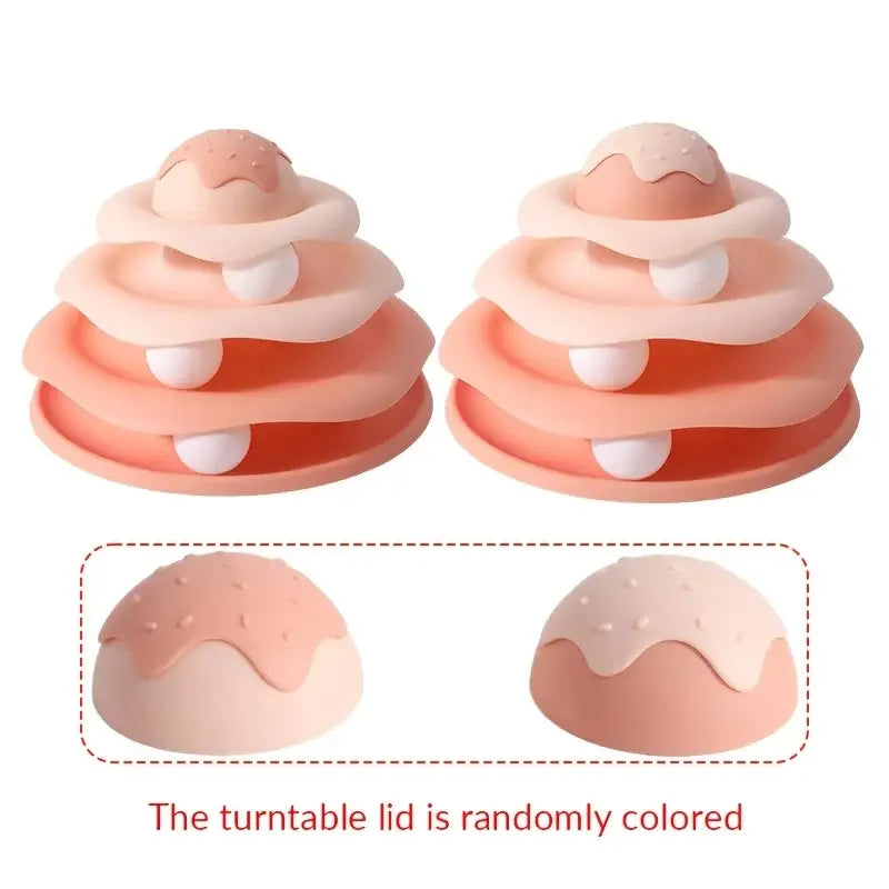 3-Layer Cat Turntable Toy Interactive Pet Cat Toy Tower Tracks Cat Toy Educational Play Indoor Cat Teaser Durable Polypropylene