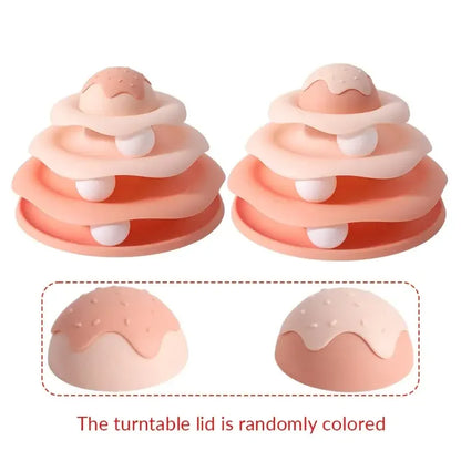 3-Layer Cat Turntable Toy Interactive Pet Cat Toy Tower Tracks Cat Toy Educational Play Indoor Cat Teaser Durable Polypropylene
