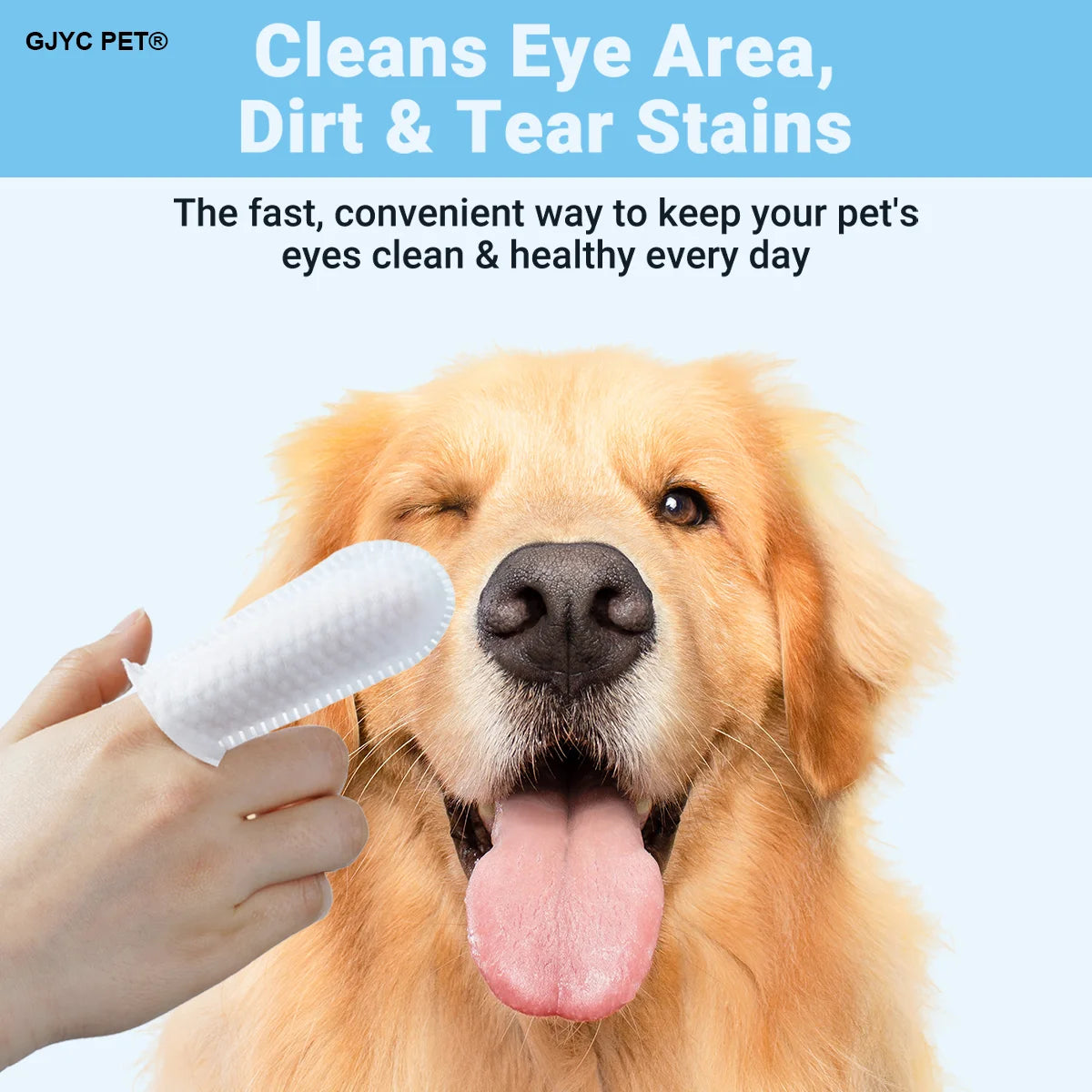 Pet Eye Finger Wipes Gentle Hypoallergenic Tear Stain Remover For All Breeds Dogs Cats Daily Eye Cleaning Grooming