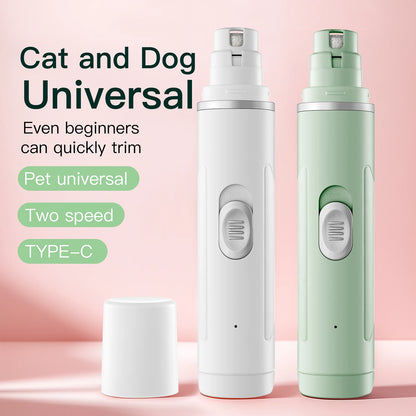 Electric Dog Nail Grinder with Polisher Wheel LED Light Pet Nail Clipper USB Rechargeable 2-Speed Pet Nail Trimmers for Cat Dog