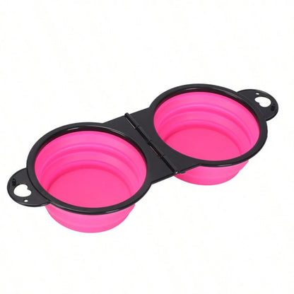 1-piece 2-in-1 Foldable Dual Bowl Feeding Bowl Portable Outdoor Travel Dog Cat Drinking Bowl Pet Supplies Outdoor Feeding Water