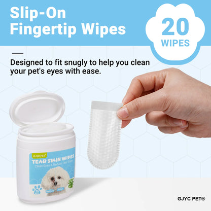 Pet Eye Finger Wipes Gentle Hypoallergenic Tear Stain Remover For All Breeds Dogs Cats Daily Eye Cleaning Grooming