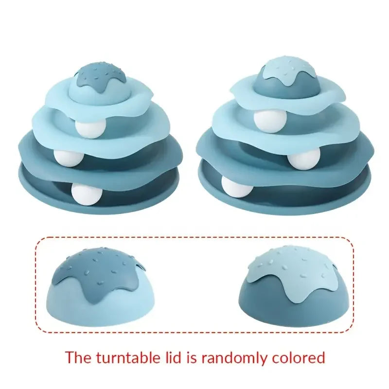 3-Layer Cat Turntable Toy Interactive Pet Cat Toy Tower Tracks Cat Toy Educational Play Indoor Cat Teaser Durable Polypropylene