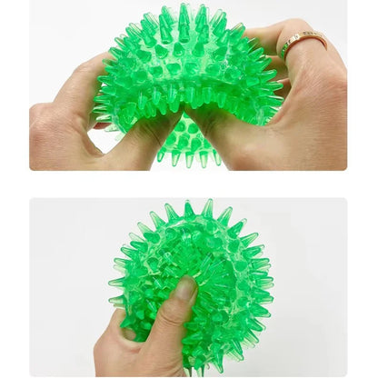 TPR Squeaky Spiked Dog Ball Chew Toy Durable Teeth Cleaning Molar Toy Floating Bouncy Interactive Pet Toy For Oral Care