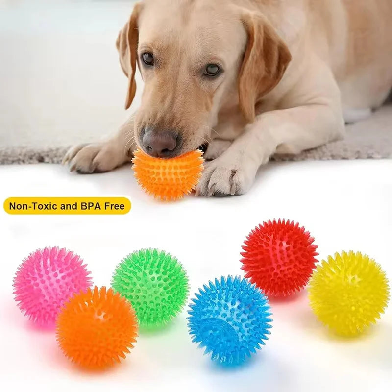 TPR Squeaky Spiked Dog Ball Chew Toy Durable Teeth Cleaning Molar Toy Floating Bouncy Interactive Pet Toy For Oral Care