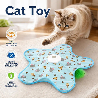 Cat Toys Interactive Hide and Seek Cat Toy Motion-Activated Cat Toy With Moving Feather Interactive Cat Toy USB Rechargeable