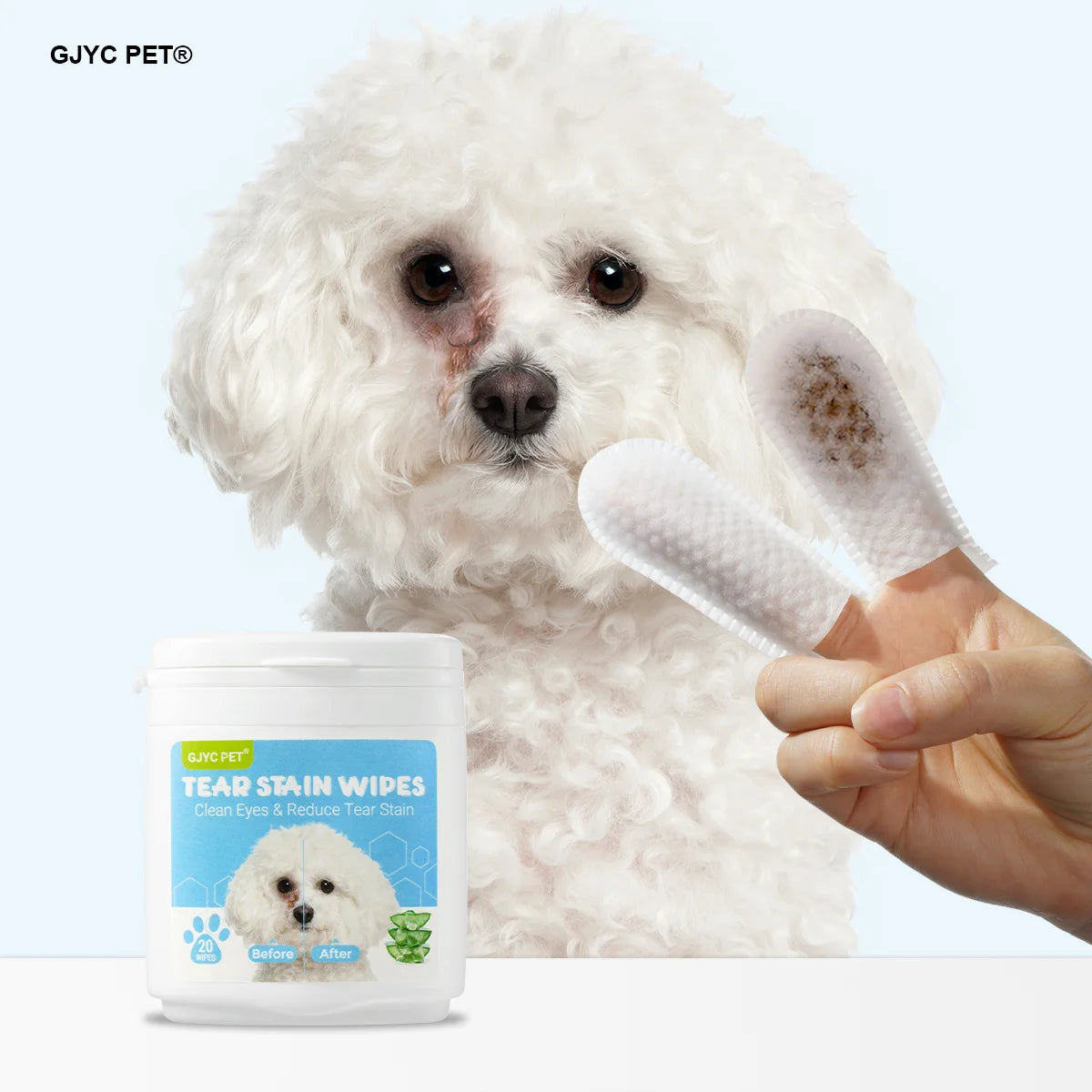 Pet Eye Finger Wipes Gentle Hypoallergenic Tear Stain Remover For All Breeds Dogs Cats Daily Eye Cleaning Grooming