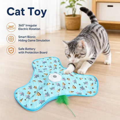 Cat Toys Interactive Hide and Seek Cat Toy Motion-Activated Cat Toy With Moving Feather Interactive Cat Toy USB Rechargeable