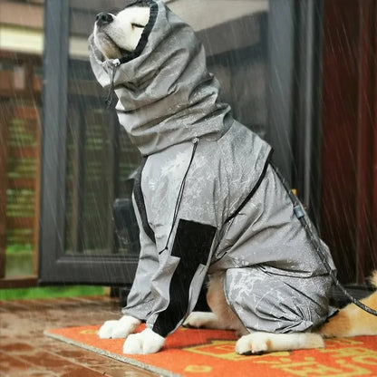 Outdoor Large Dog Raincoat Sunscreen Reflective Jacket Pet Raincoat Hoodie Waterproof Medium Large Dog Clothes Raincoat Jumpsuit
